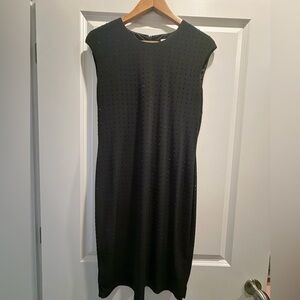Calvin Klein Black Textured Sleeveless Midi Dress